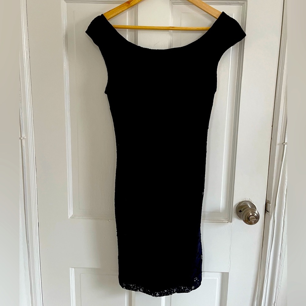 Fitted black lace dress